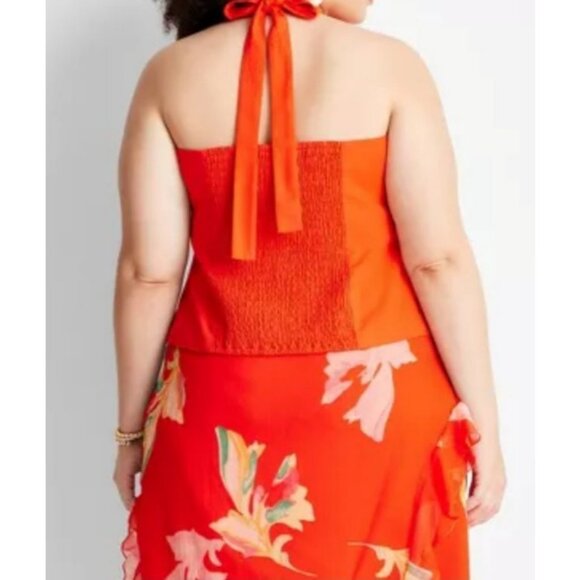 Future Collective Red Cotton Blend Halter Top Size 3X NWT - Picture 2 of 7